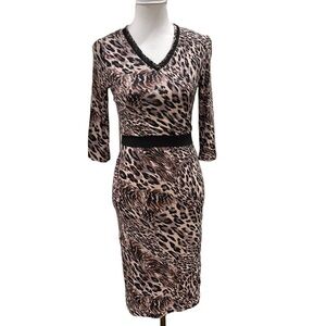 Robert Rodriguez Body Con V Neck Leopard Dress SZ 4